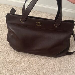 CHANEL Dark Brown Leather Handbag
